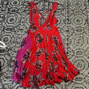 Floral Red and Purple Dress